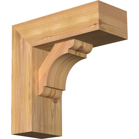 Ekena Millwork Olympic Block Smooth Bracket w/ Offset Brace, Western Red Cedar, 5 1/2"W x 14"D x 14"H BKT0604X14X14OLY05SWR